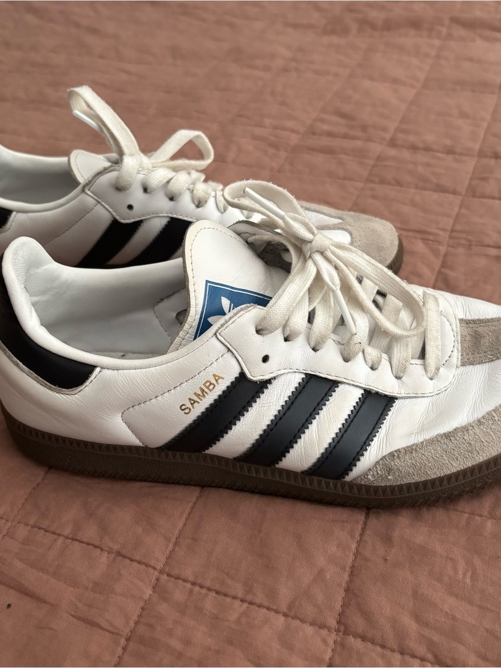 adidas Samba White with Black Stripes and Gum Sole